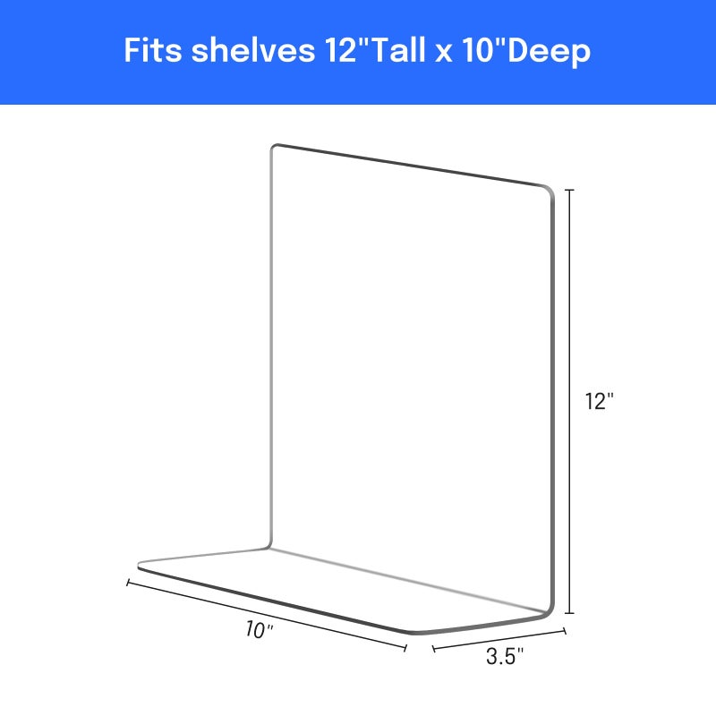OKPOW Acrylic Shelf Dividers for Closet Organization: 12 Pack Durable Clear Shelves Separators for Clothing Adjustable 12"" Tall x 10"" Deep - Image 2